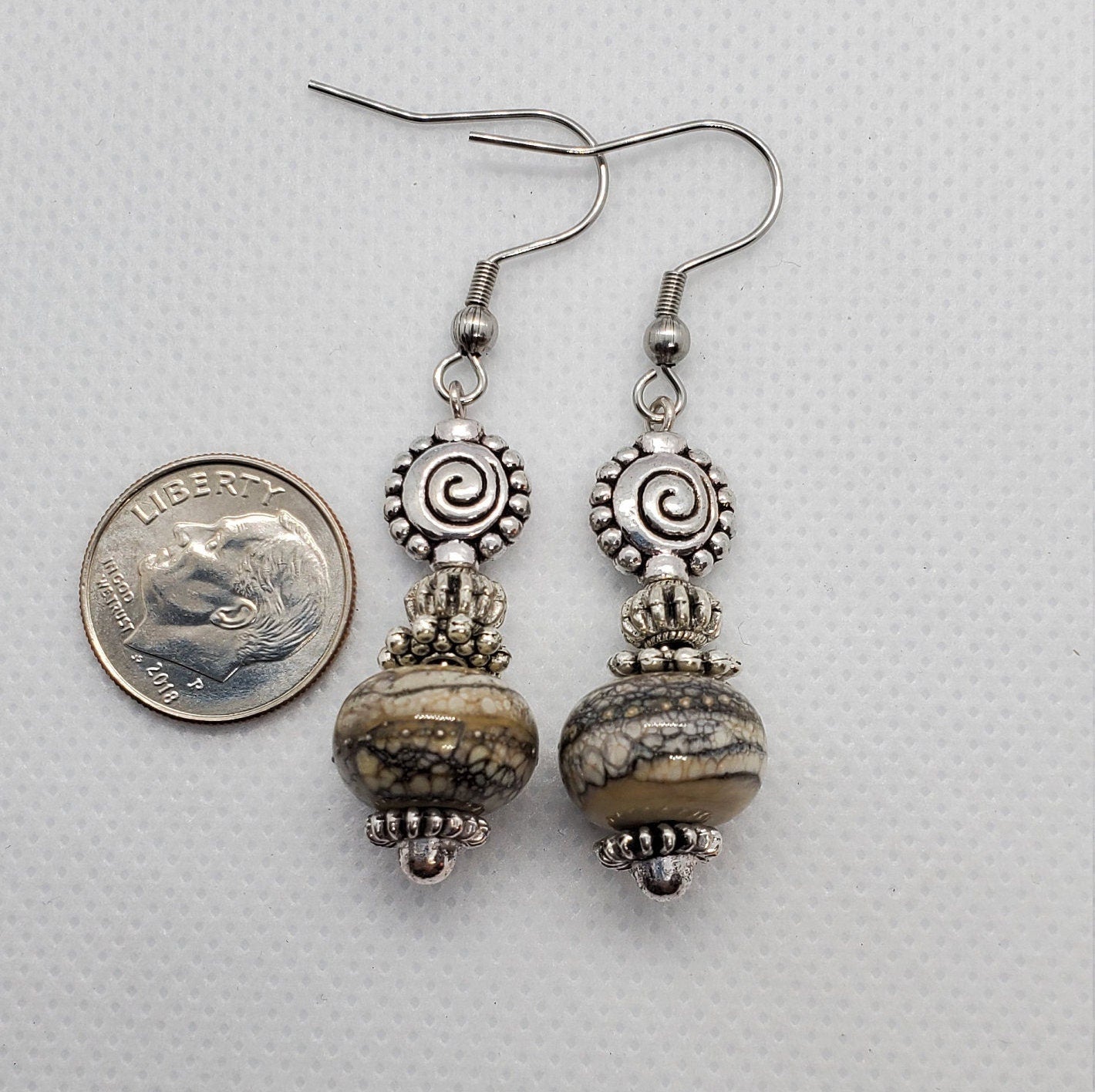 Comet Artisan Glass Earrings, Lampwork Glass Bead by Grace Lampwork Beads, Surgical Steel Earring Wire