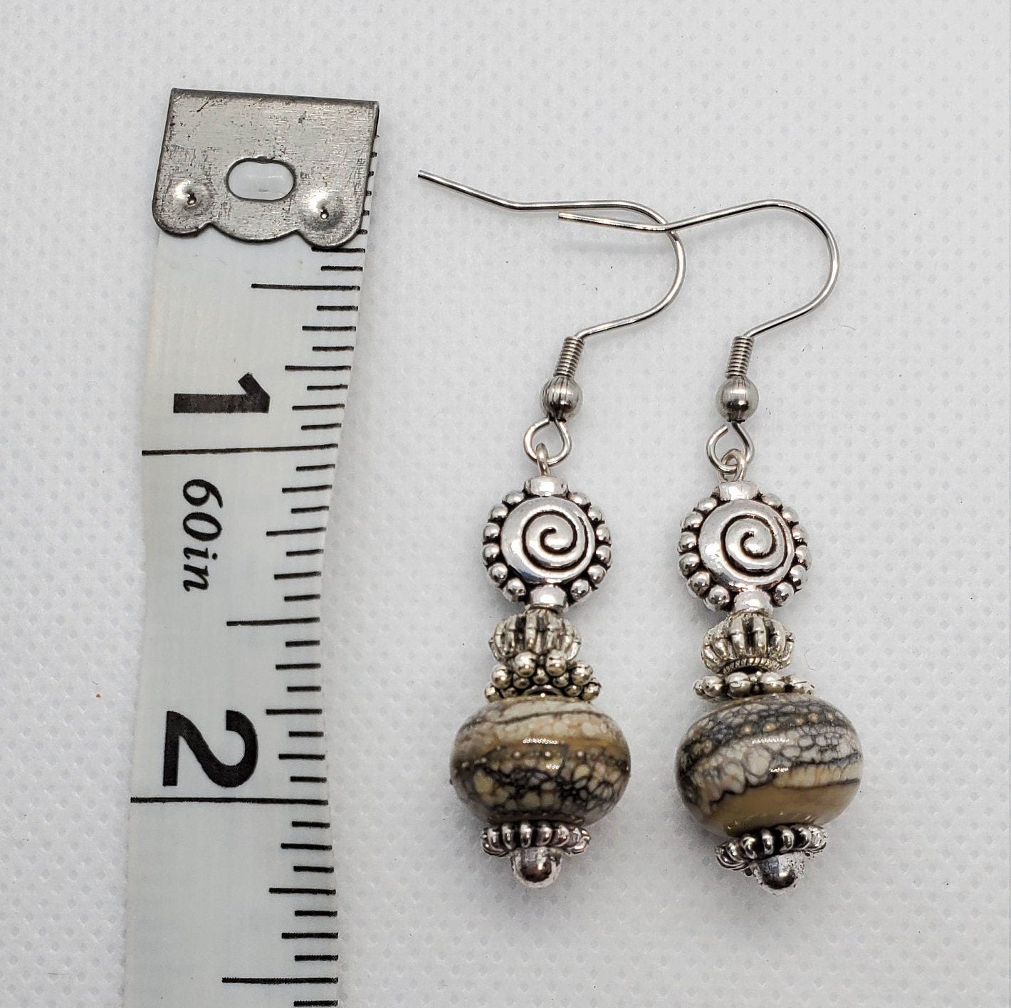 Comet Artisan Glass Earrings, Lampwork Glass Bead by Grace Lampwork Beads, Surgical Steel Earring Wire