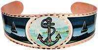 Br - NAUTICAL ANCHOR - Beautiful adjustable COPPER cuff bracelet. Ocean/Seashore Jewelry.