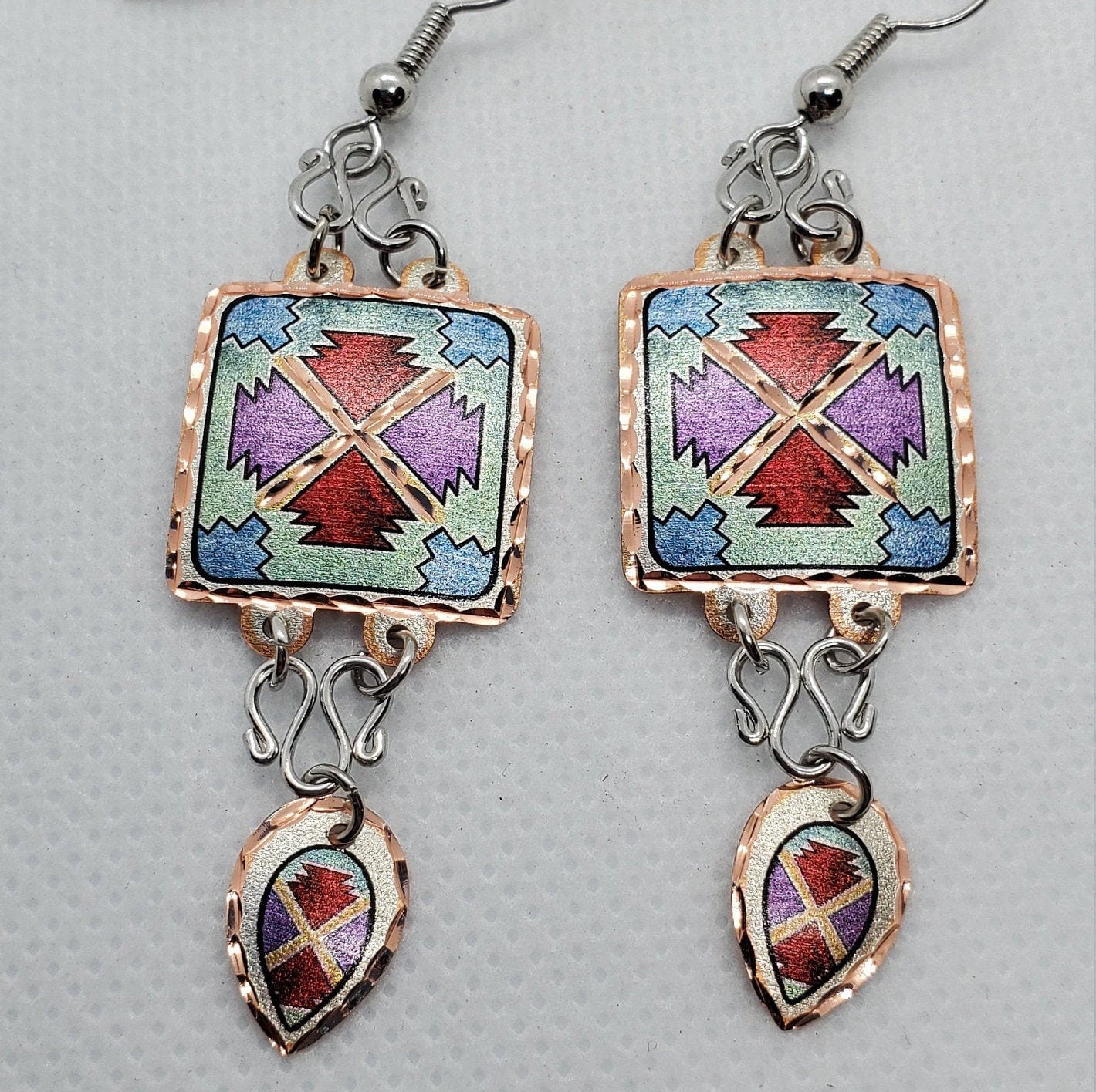 EA - Alluring Native Wire Earrings - Beautiful COPPER earrings - Surgical Steel Hypo Allergenic Earwires.