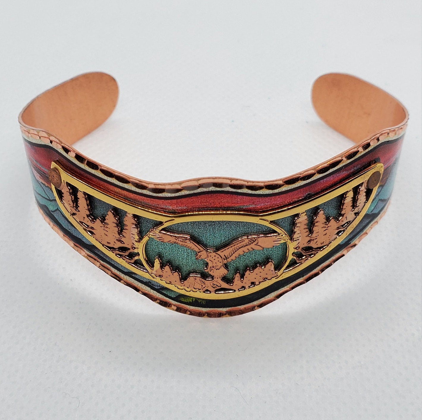 Br - SOARING EAGLE - Beautiful adjustable COPPER cuff bracelet.