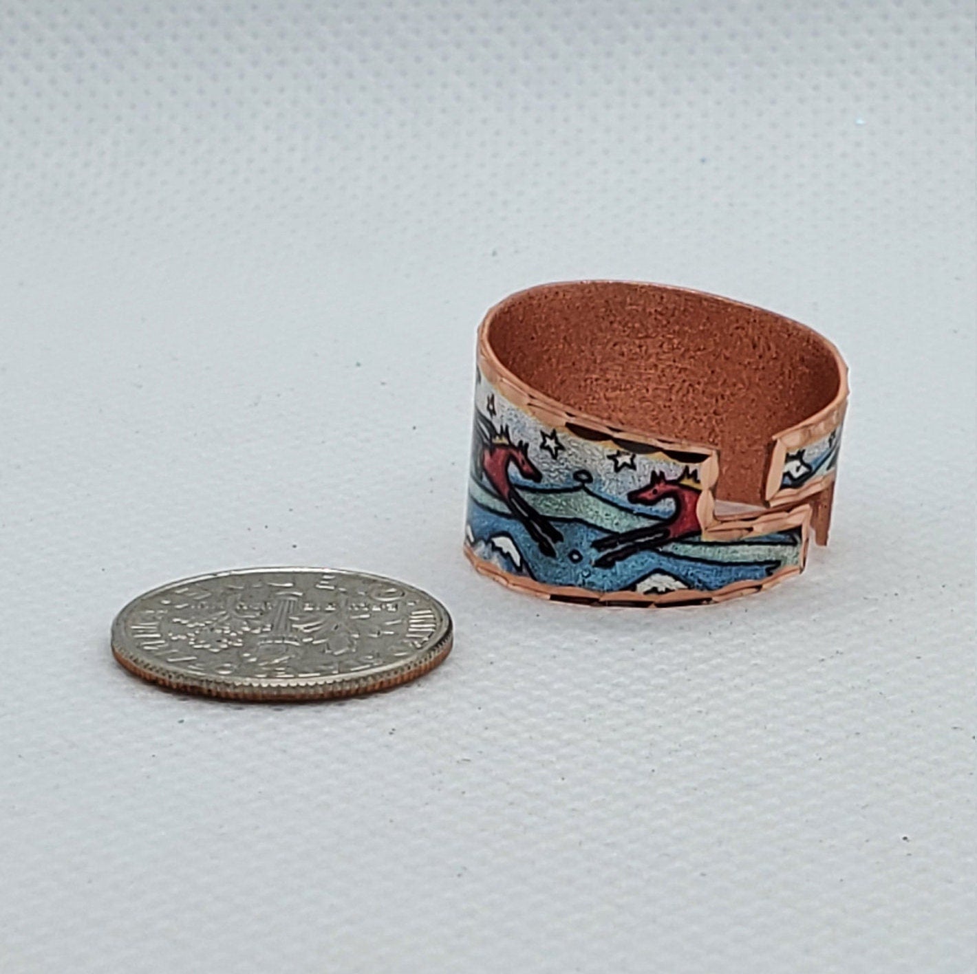 RI - Abstract Native Wild Horses Ring - Beautiful adjustable COPPER ring.