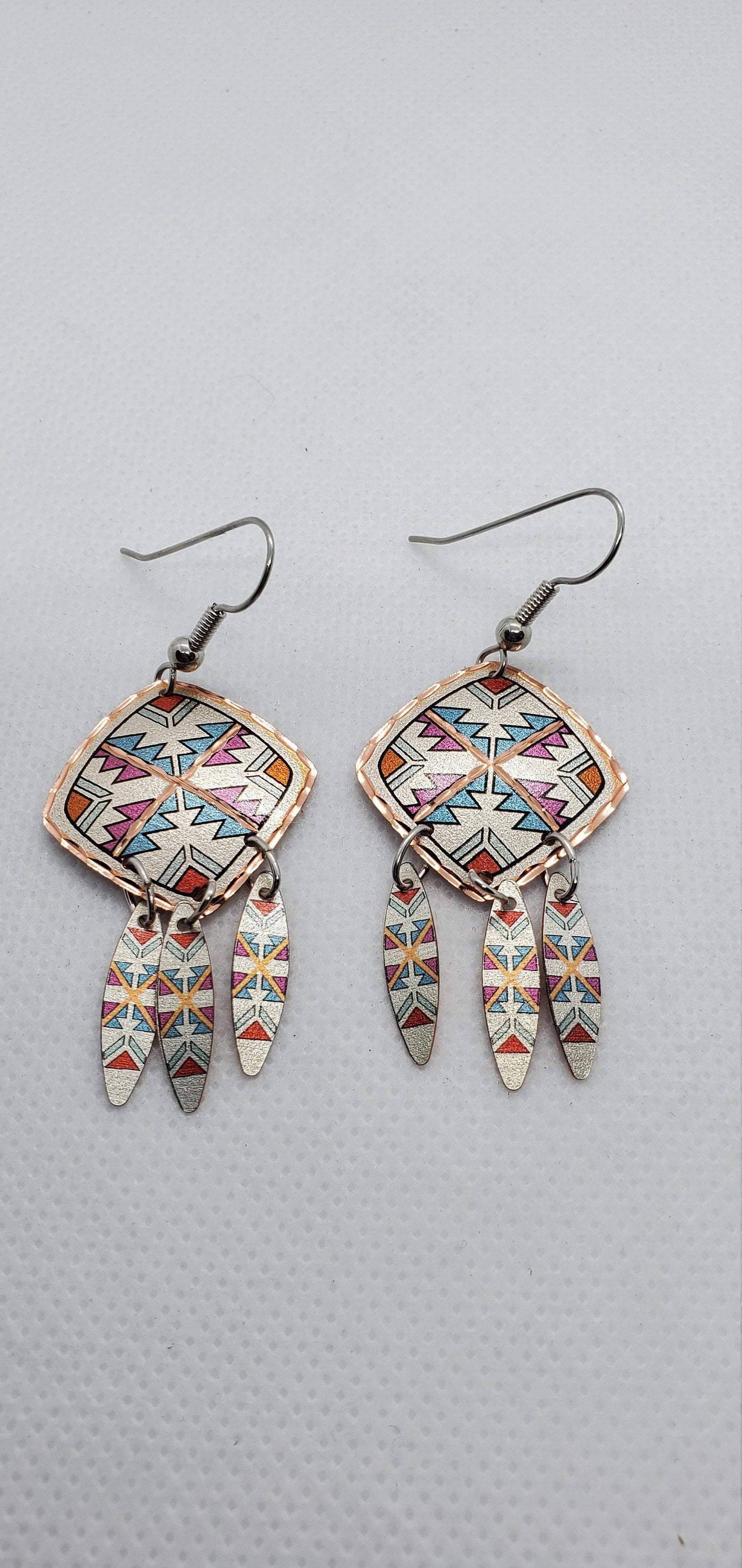 EA - Beautiful Flower COPPER earrings - Surgical Steel Hypo Allergenic Earwires.