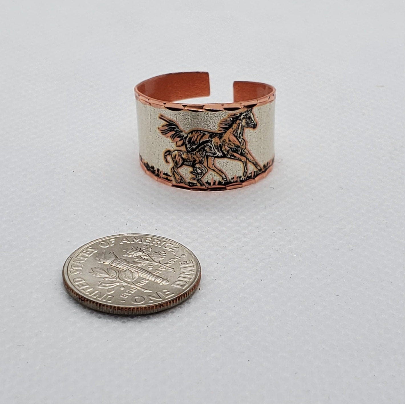 RI -Foal & Horse Ring - Beautiful adjustable COPPER ring.
