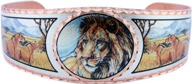 BR - Lion - Beautiful adjustable COPPER cuff bracelet.
