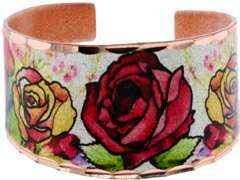 RI - Red & Yellow Roses Ring - Beautiful adjustable COPPER ring.