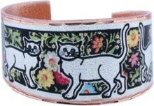 RI - Flowers & Cat Ring - Beautiful adjustable COPPER ring.