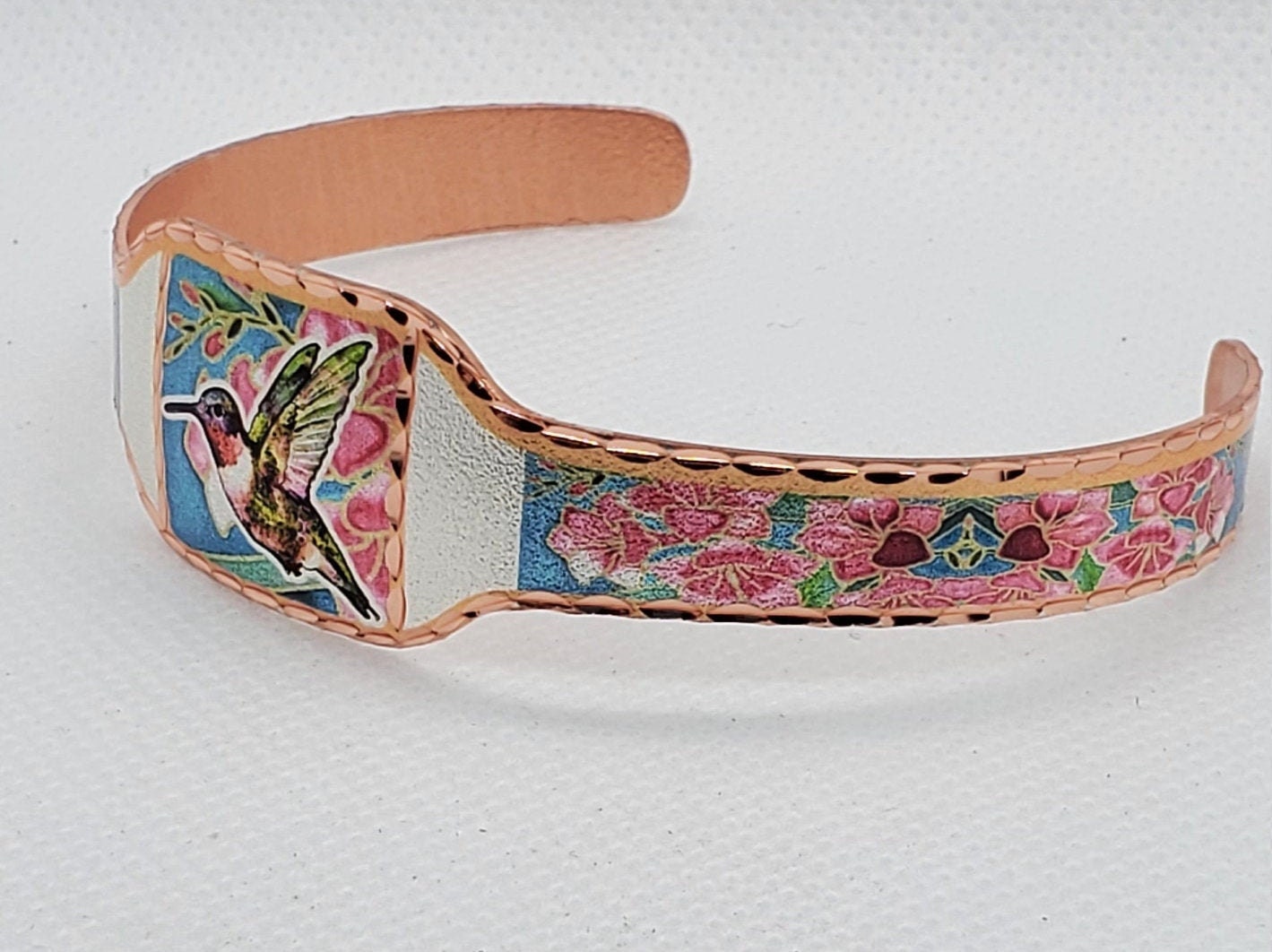 BR - Hummingbird - Beautiful adjustable COPPER cuff bracelet.