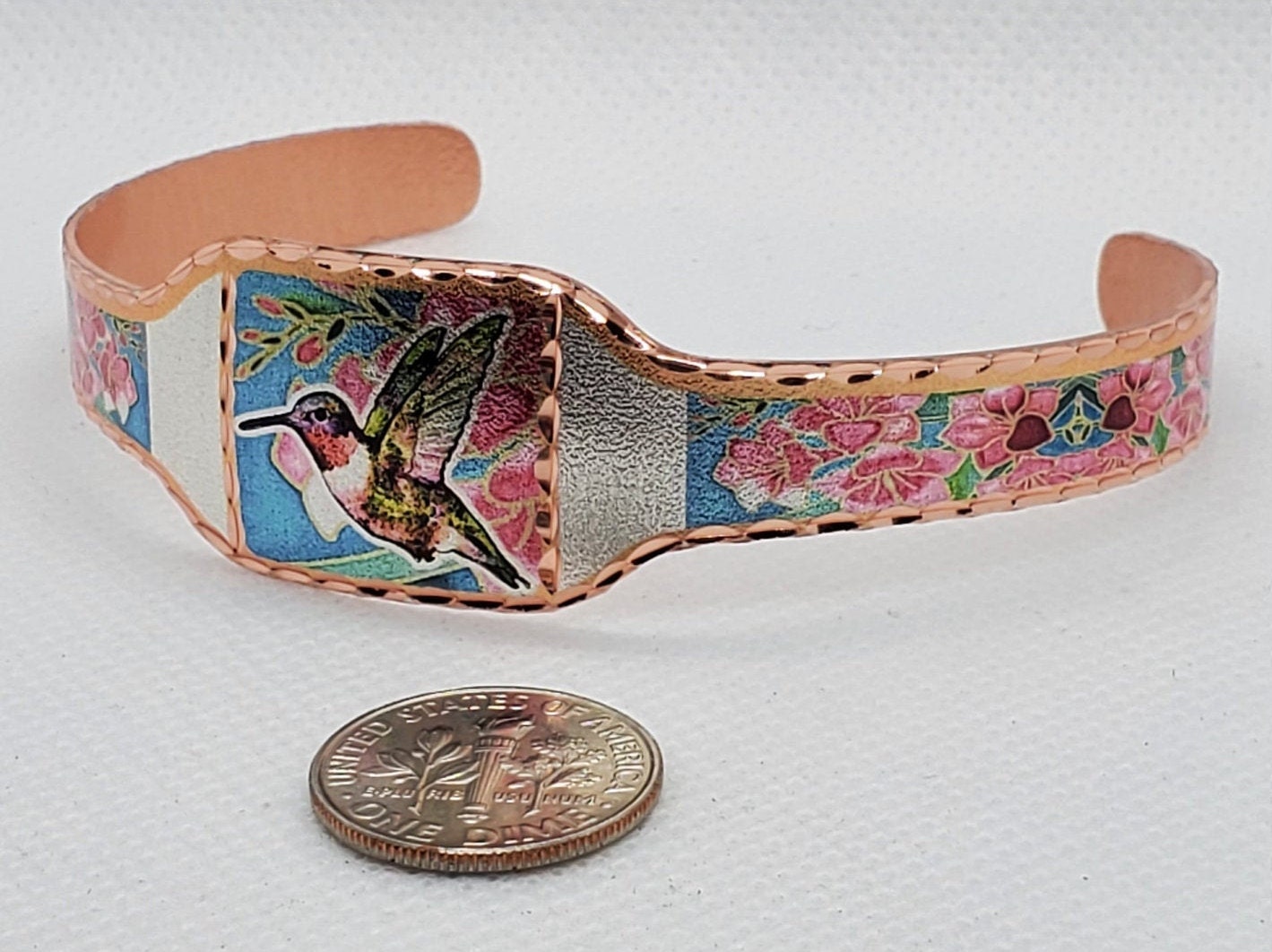 BR - Hummingbird - Beautiful adjustable COPPER cuff bracelet.