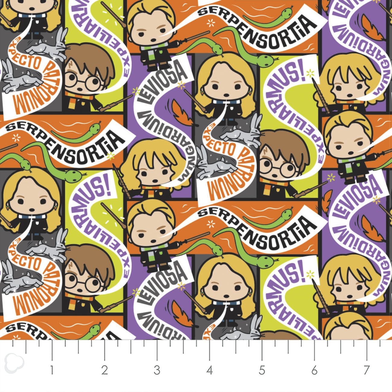 Harry Potter Spell Casts Halloween Fabric by the half yard. 100% cotton. HOGWARTS HARRY POTTER
