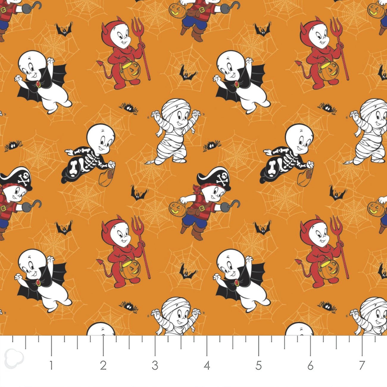 Casper Costume Fun Halloween Fabric by the half yard. 100% cotton. CASPER FRIENDLY GHOST