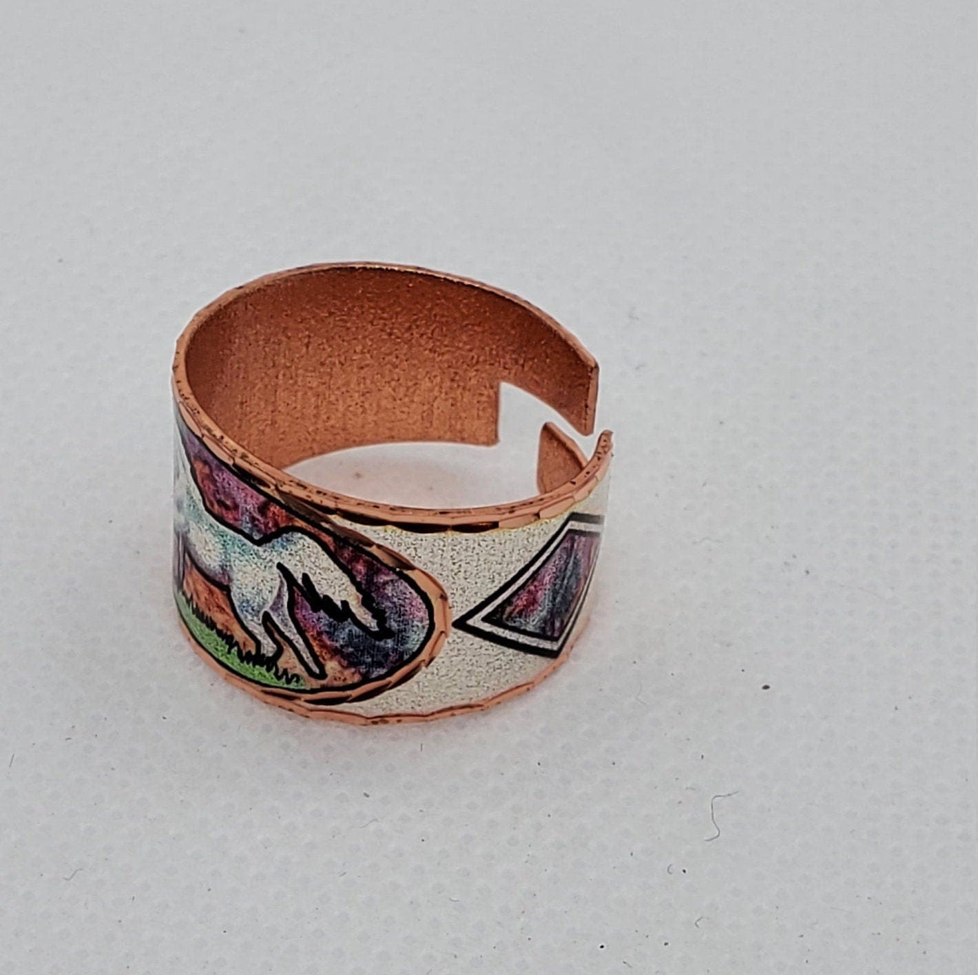 RI - White Horse Ring - Beautiful adjustable COPPER ring.