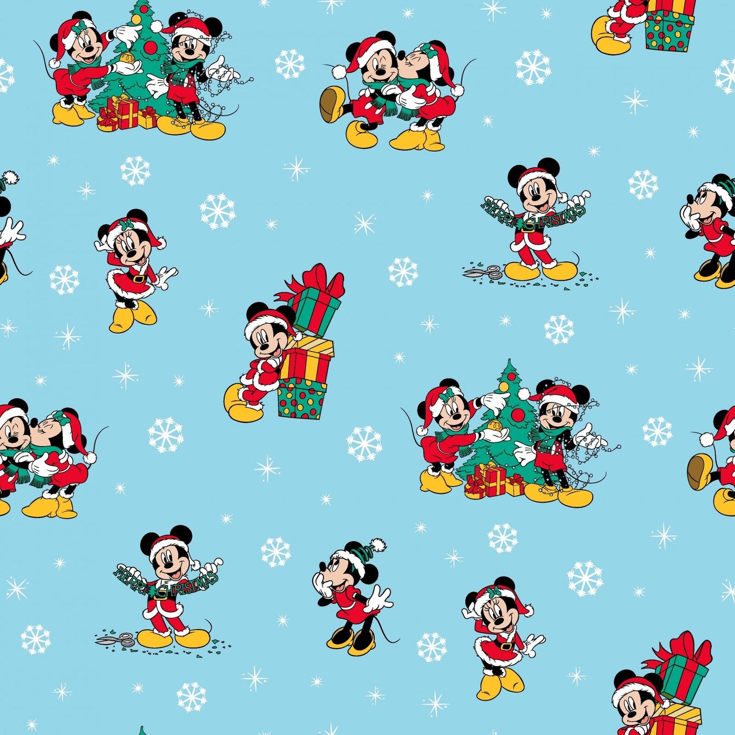 Mickey and Friends Christmas Fabric by the half yard. 100% cotton.