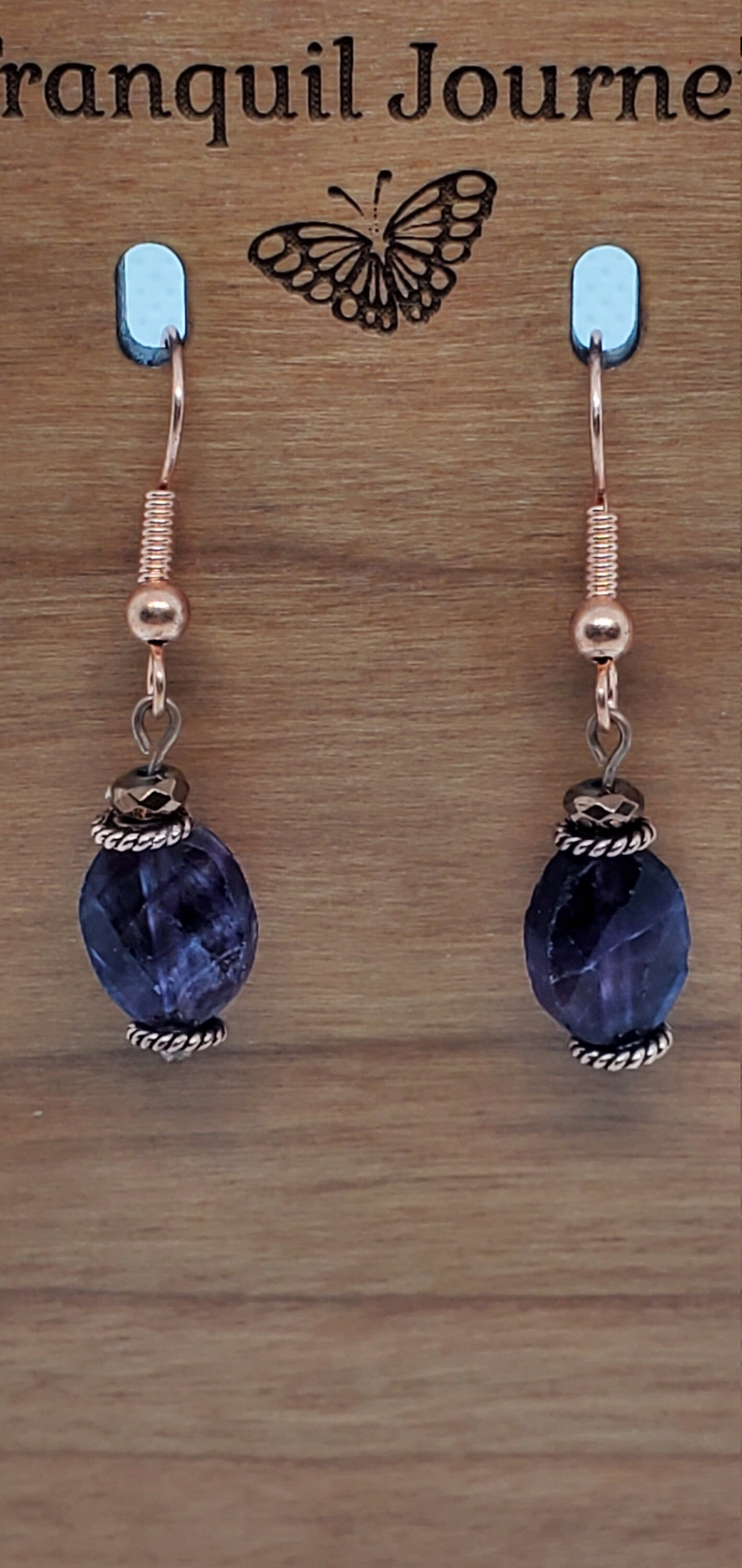 Flourite Earrings, Copper Earring Wire 8 x 10 mm