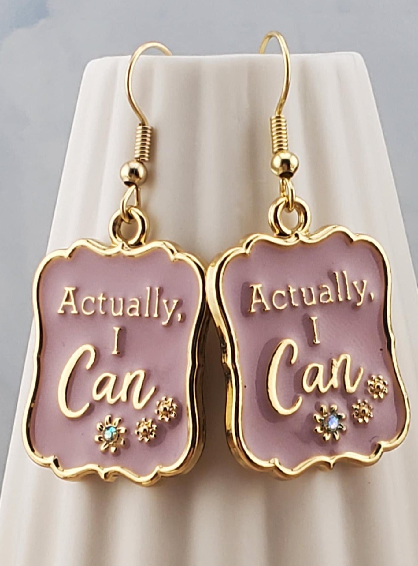 Actually I can Earrings, Gold Plated Earring Wire