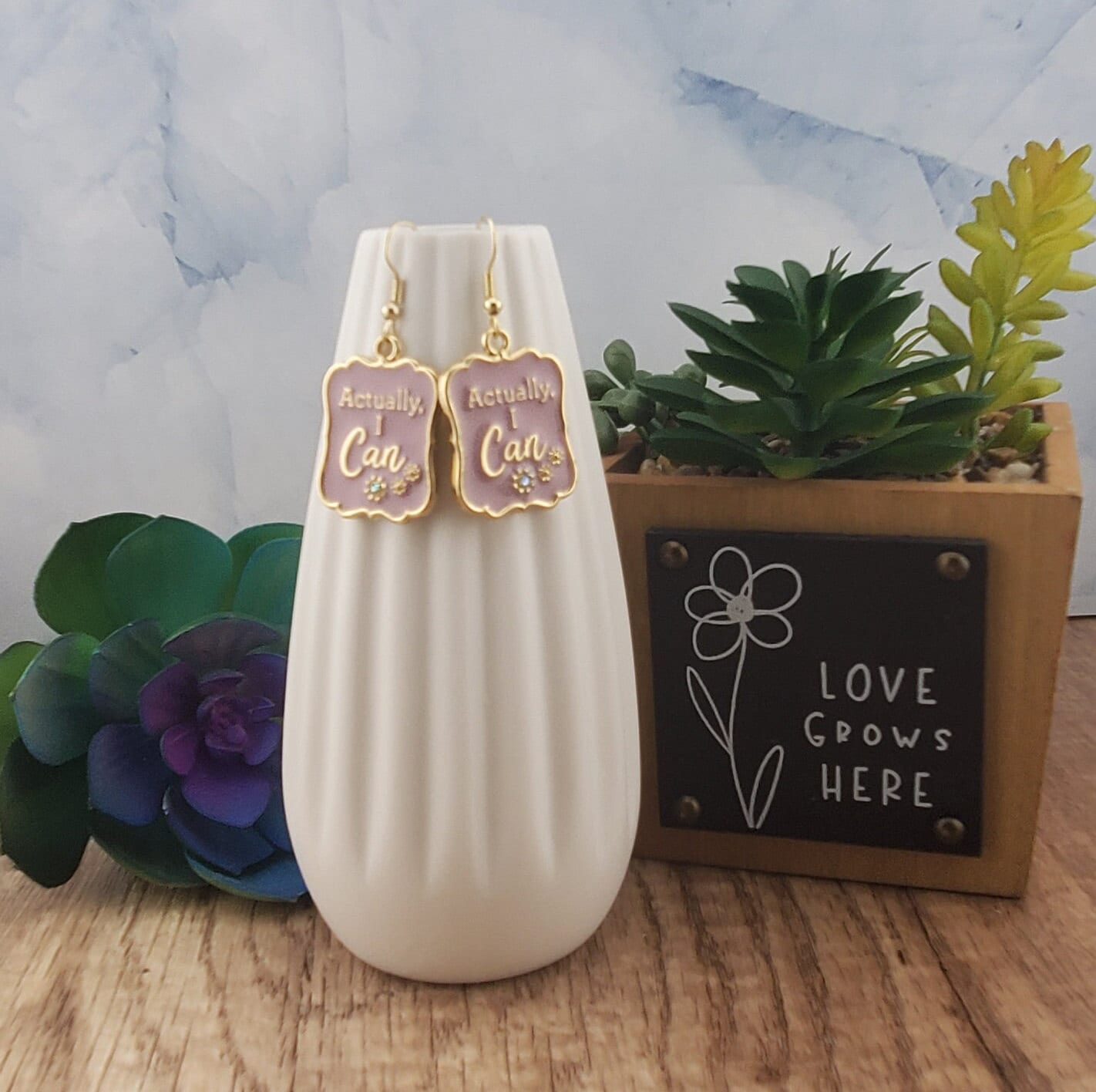 Actually I can Earrings, Gold Plated Earring Wire