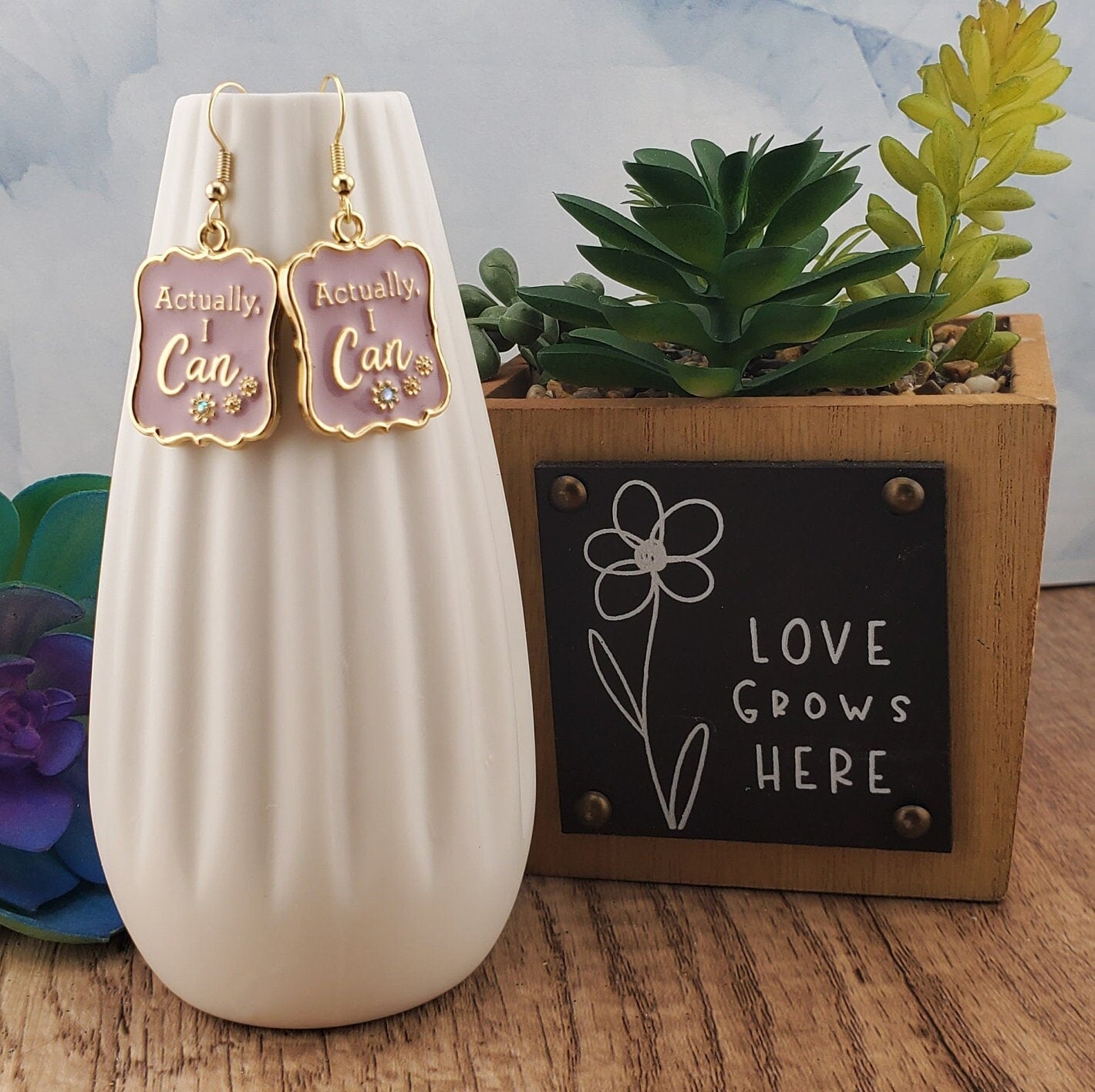 Actually I can Earrings, Gold Plated Earring Wire