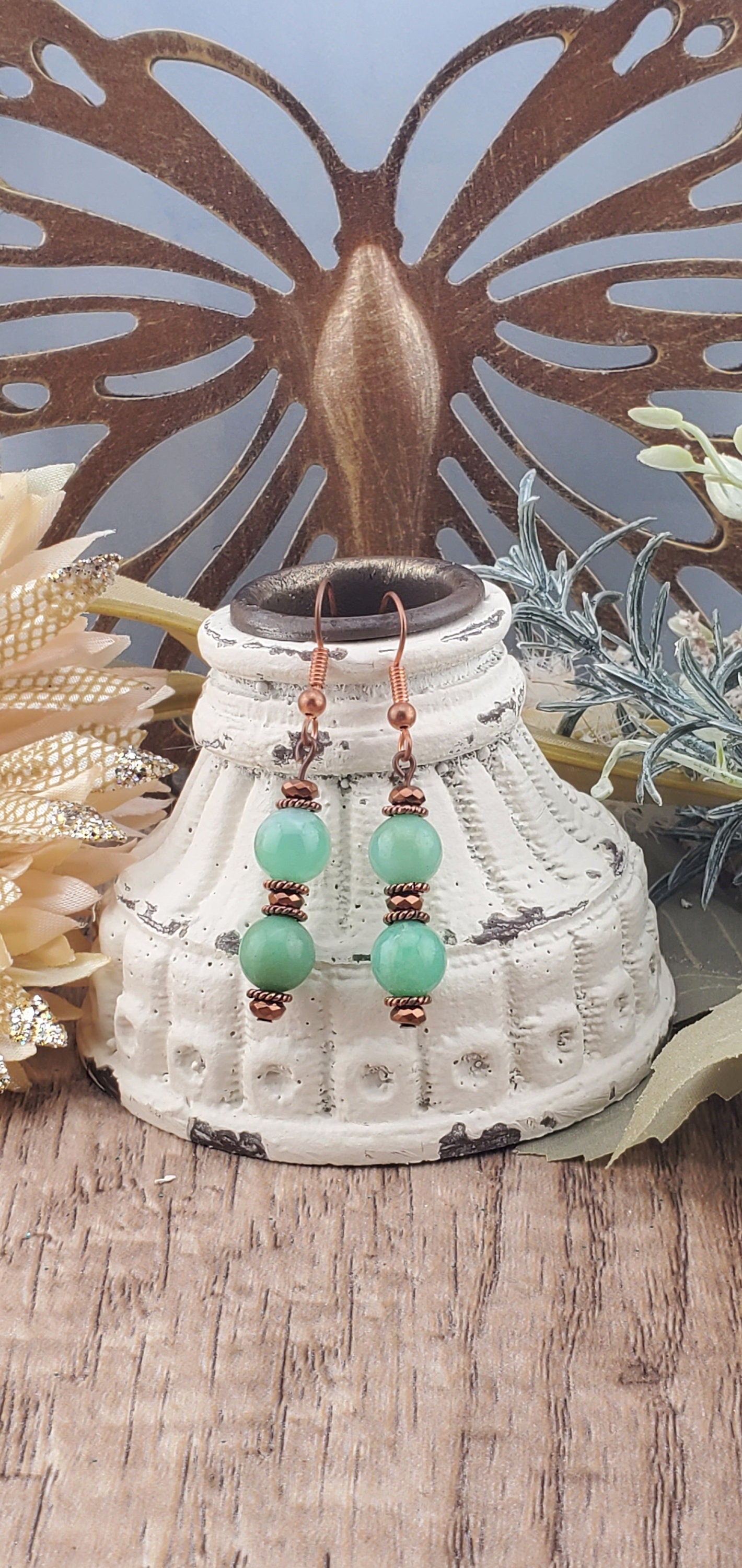 Australian Chrysoprase 6x8mm Earrings, Copper Earring Wire
