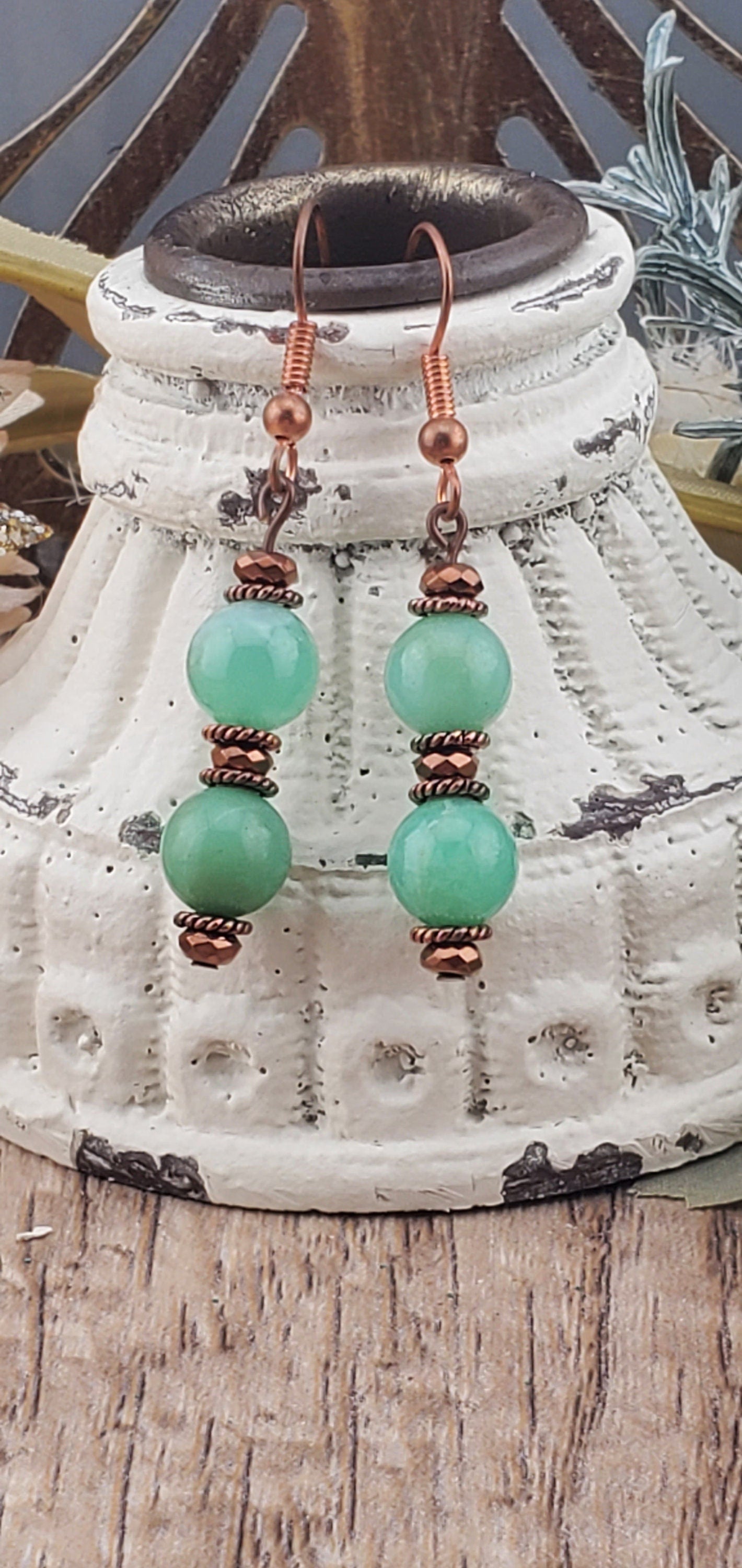 Australian Chrysoprase 6x8mm Earrings, Copper Earring Wire
