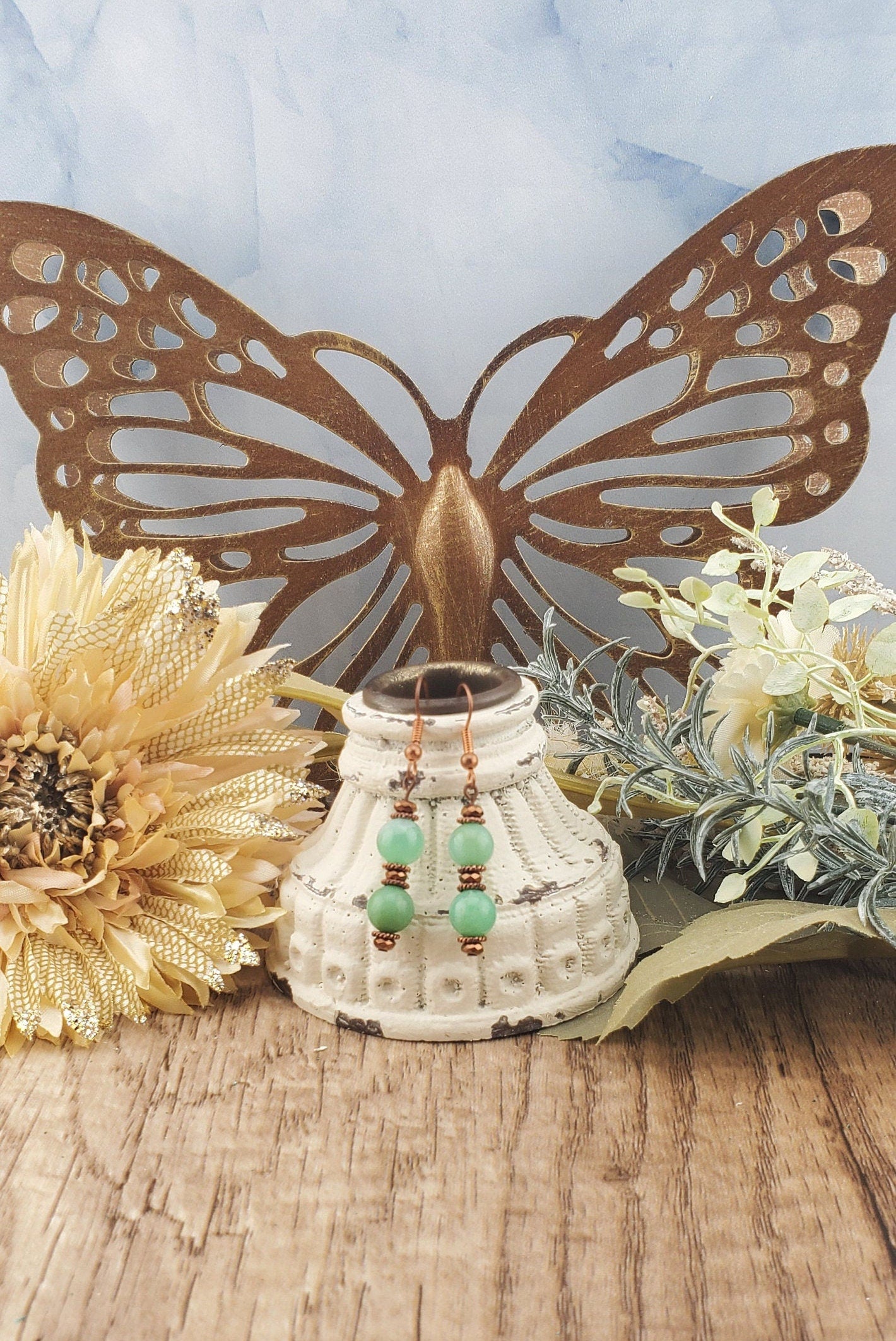 Australian Chrysoprase 6x8mm Earrings, Copper Earring Wire