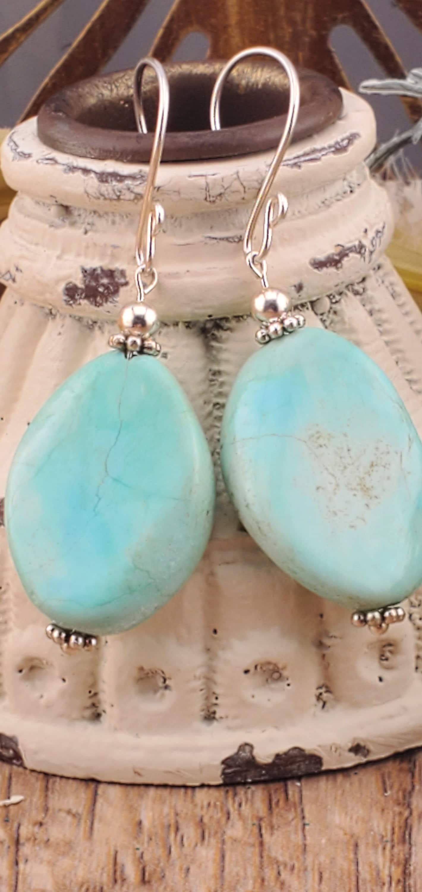 Terra Agate 16x22mm Earrings, Silver Filled Earring Wire