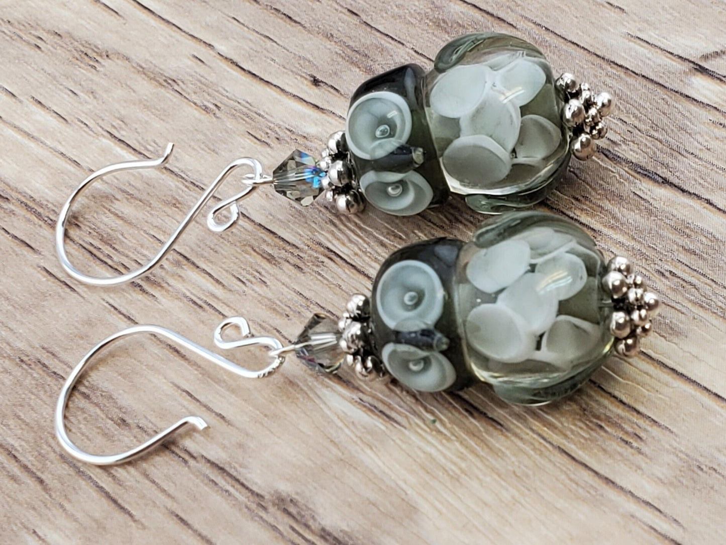 Life's a Hoot Artisan Glass Earrings, Lampwork Glass Bead handcrafted by a talented artisan, Silver Filled Earring Wire