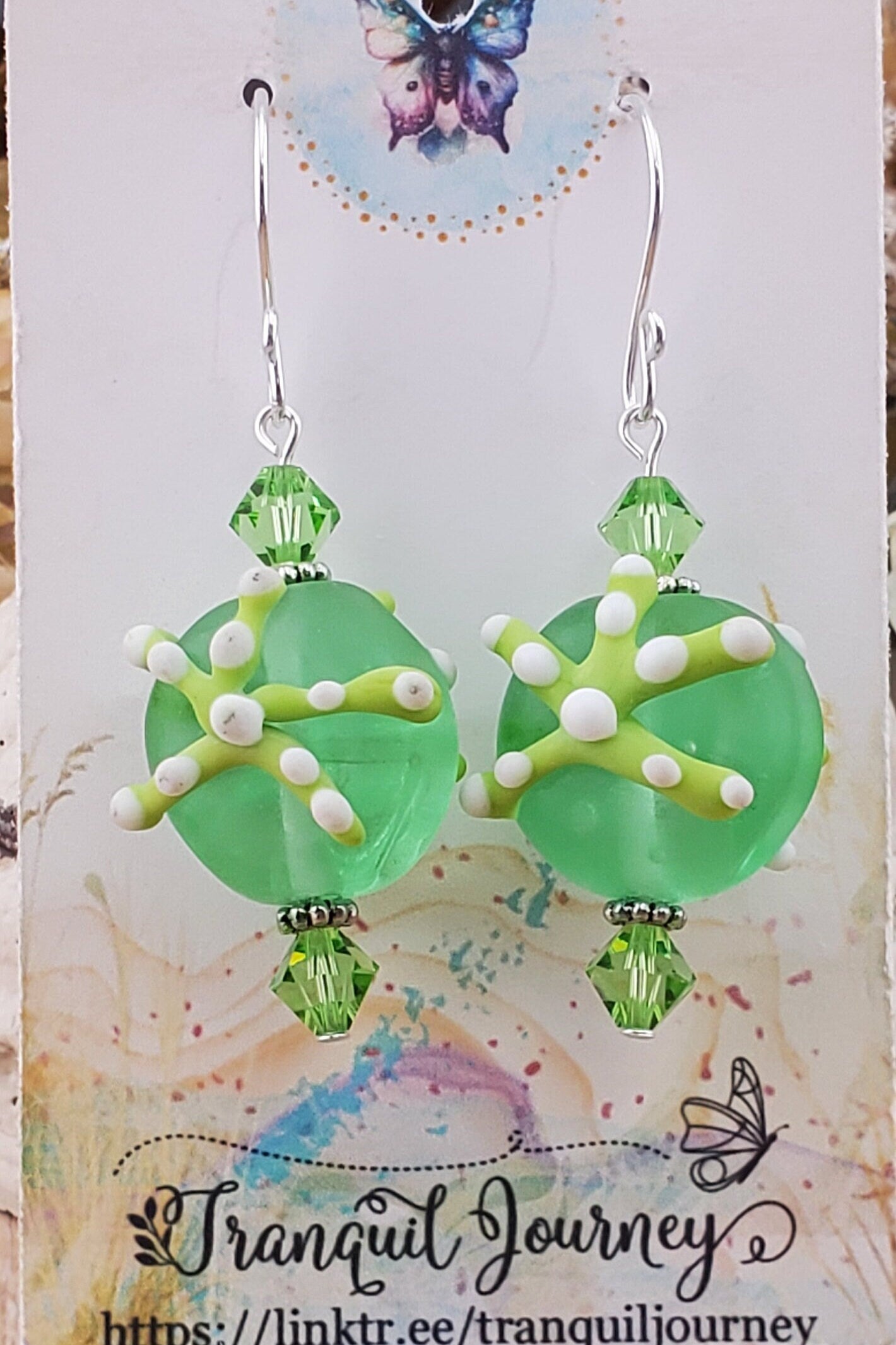 It matters to this one Artisan Glass Earrings, Lampwork Glass Bead handcrafted by a talented artisan, Silver Filled Earring Wire