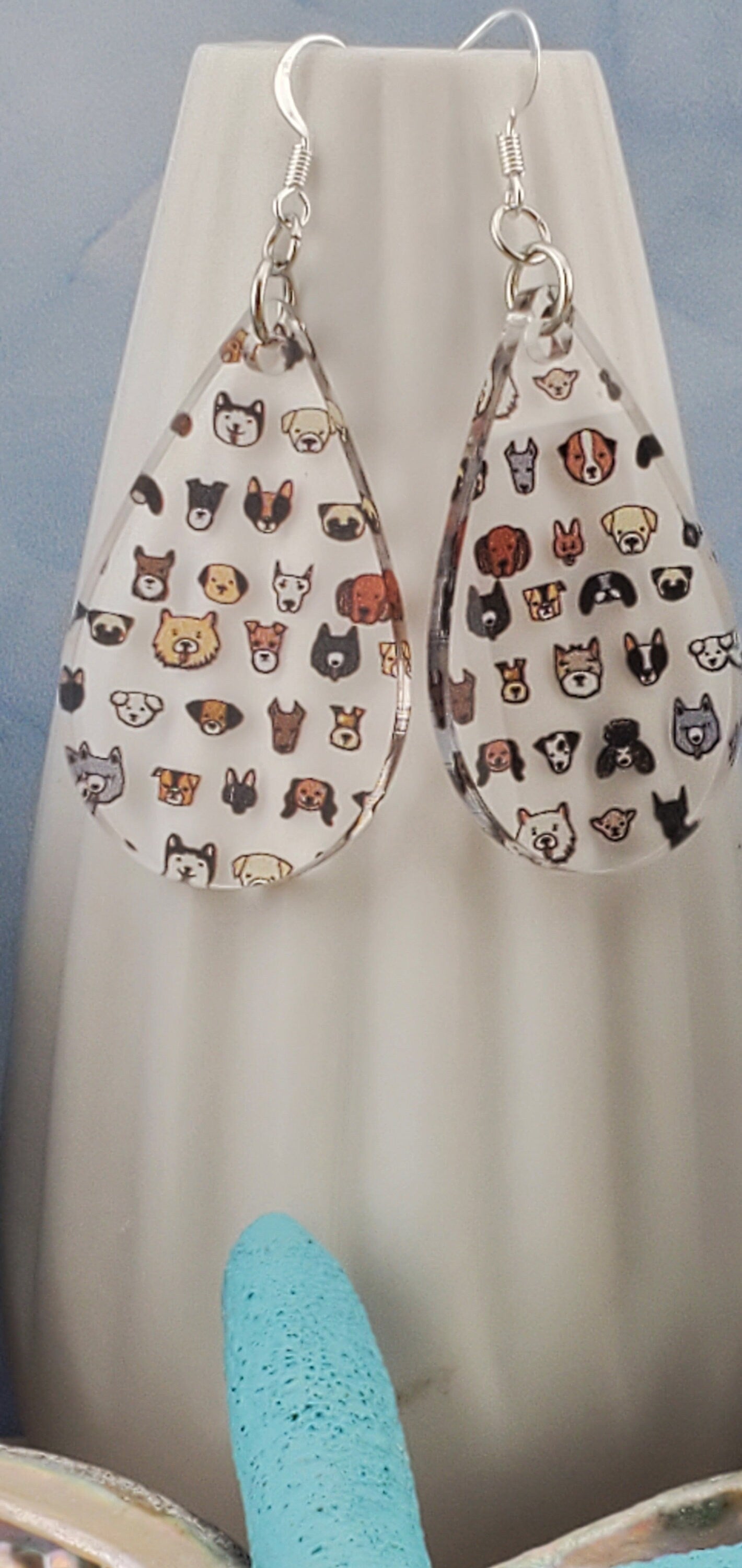 SP Life is Ruff - Dog Faces - Laser cut Lightweight Acrylic earrings - Silver Plated Hooks