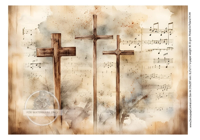 A4 Song of Salvation Rice Paper - Faith, Cross, Music