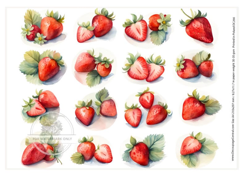 A4 Nothing but Strawberries Decoupage Rice Paper