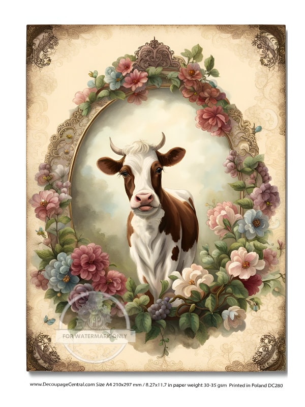 A4 Spring Bessie Cow Rice Paper