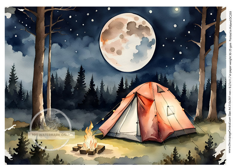 A4 Lets go Camping Rice Paper