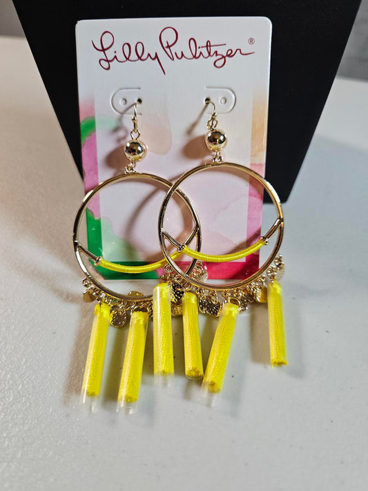 Lilly Pulitzer Yellow Tassel Hoop Earrings