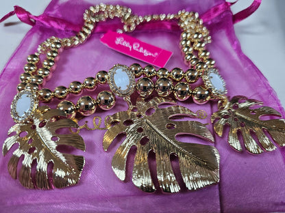 Lily Pulitzer Statement Necklace with Leaf Accents