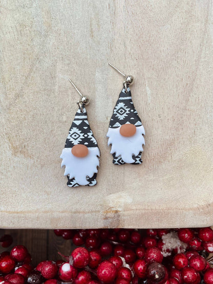 Cute Christmas gnome clay dangle earrings