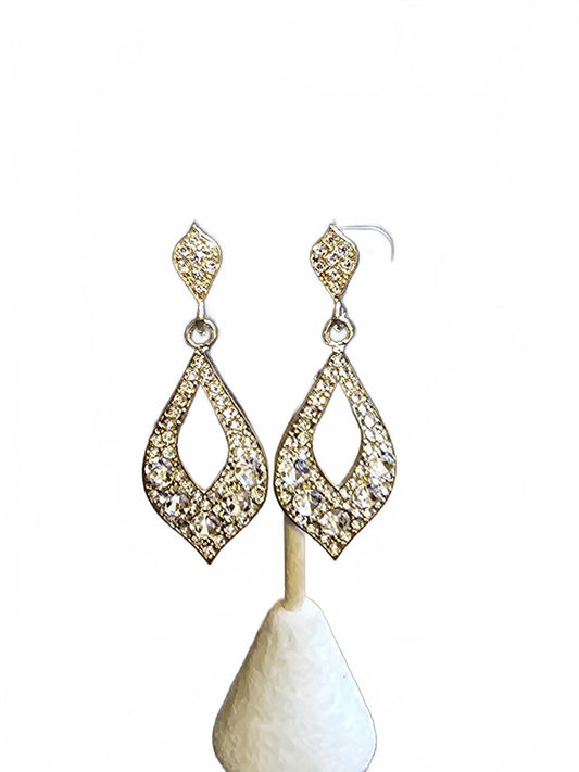 Elegant Goldtone Rhinestone Drop Earrings