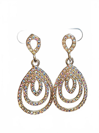 Elegant Teardrop Shimmer Earrings with Rhinestones