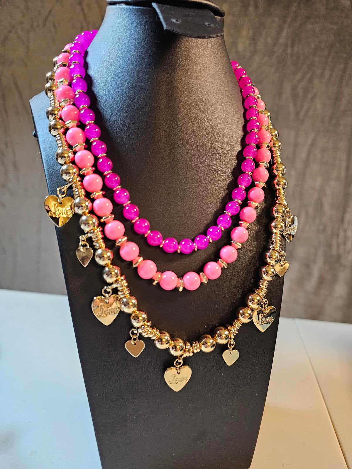 Charming Lilly Pulitzer Heart Pendant Layered Necklace Set