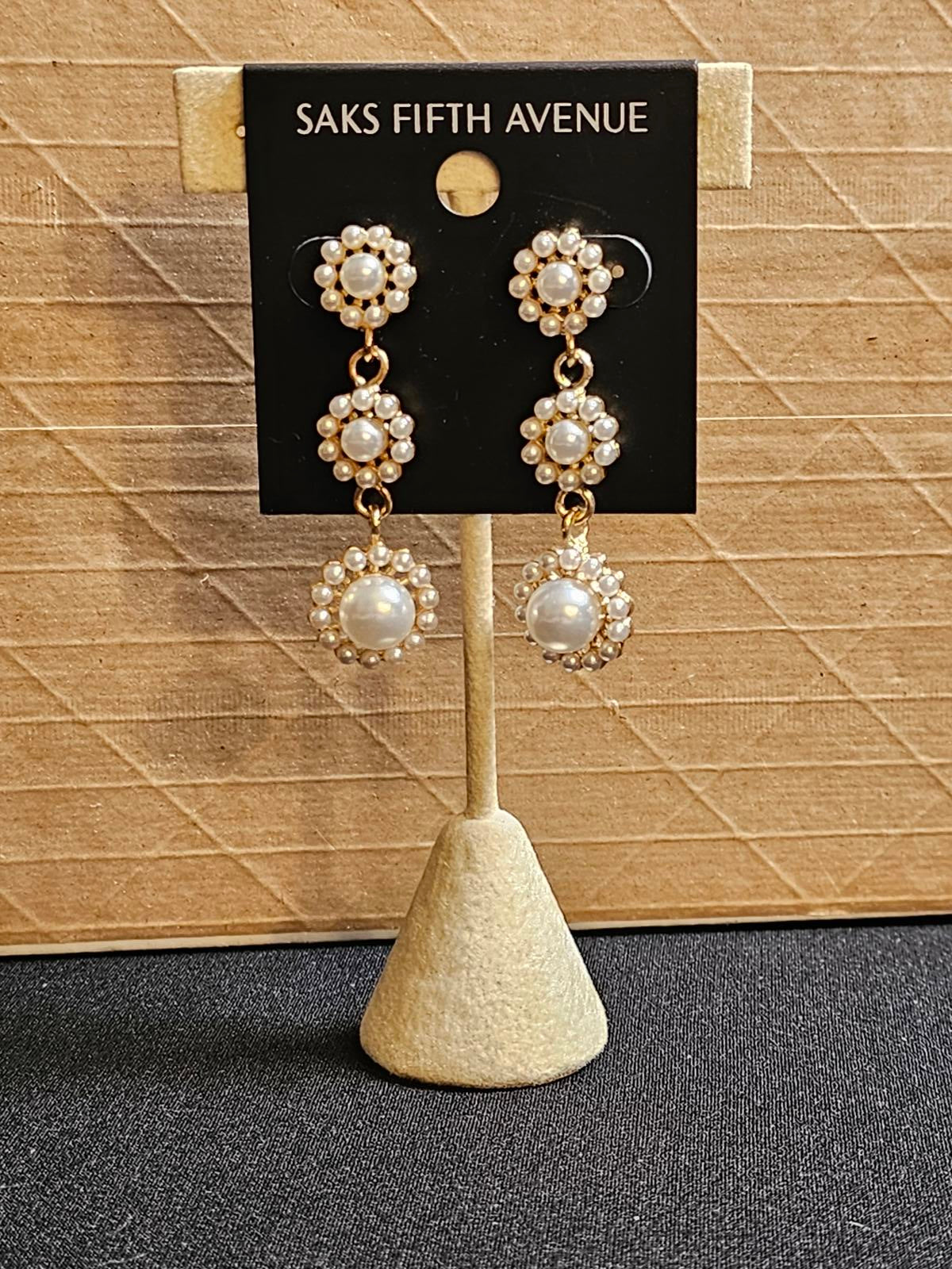 Elegant Pearl Drop Earrings by Saks Fifth Avenue