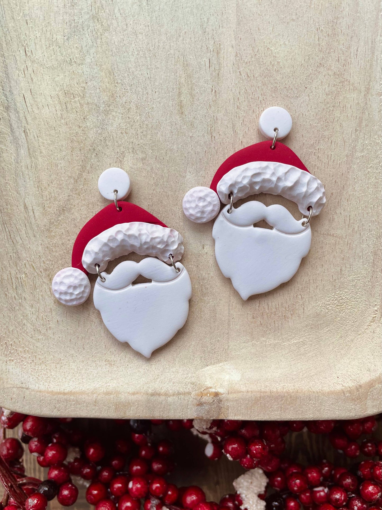 Santa Claus clay dangle earrings