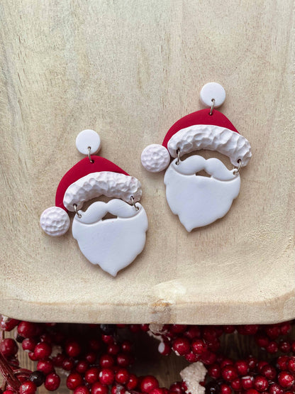 Santa Claus clay dangle earrings