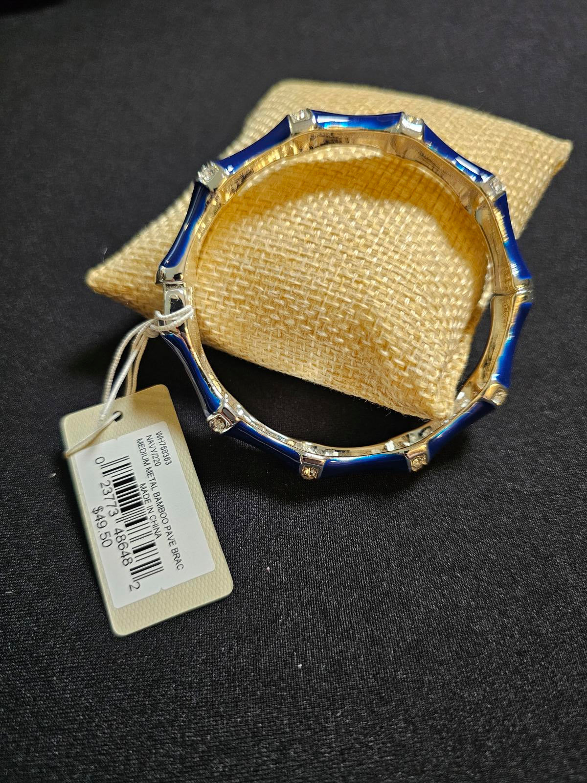 Elegant Tommy Bahama Blue Enamel Bamboo Bracelet with Crystal Accents