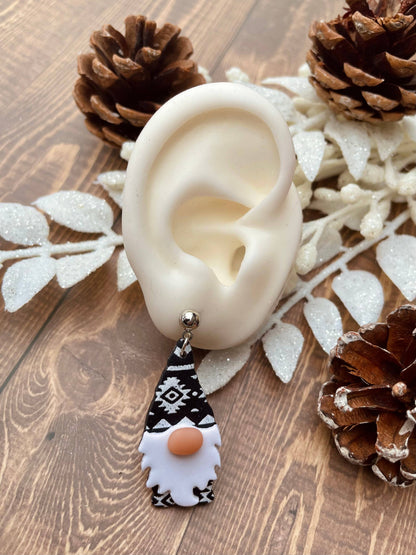 Cute Christmas gnome clay dangle earrings