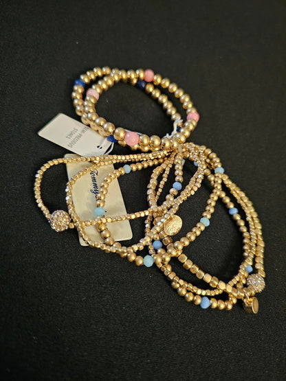 Tommy Bahama Gold & Semi-Precious Stone Stretch Bracelets Set