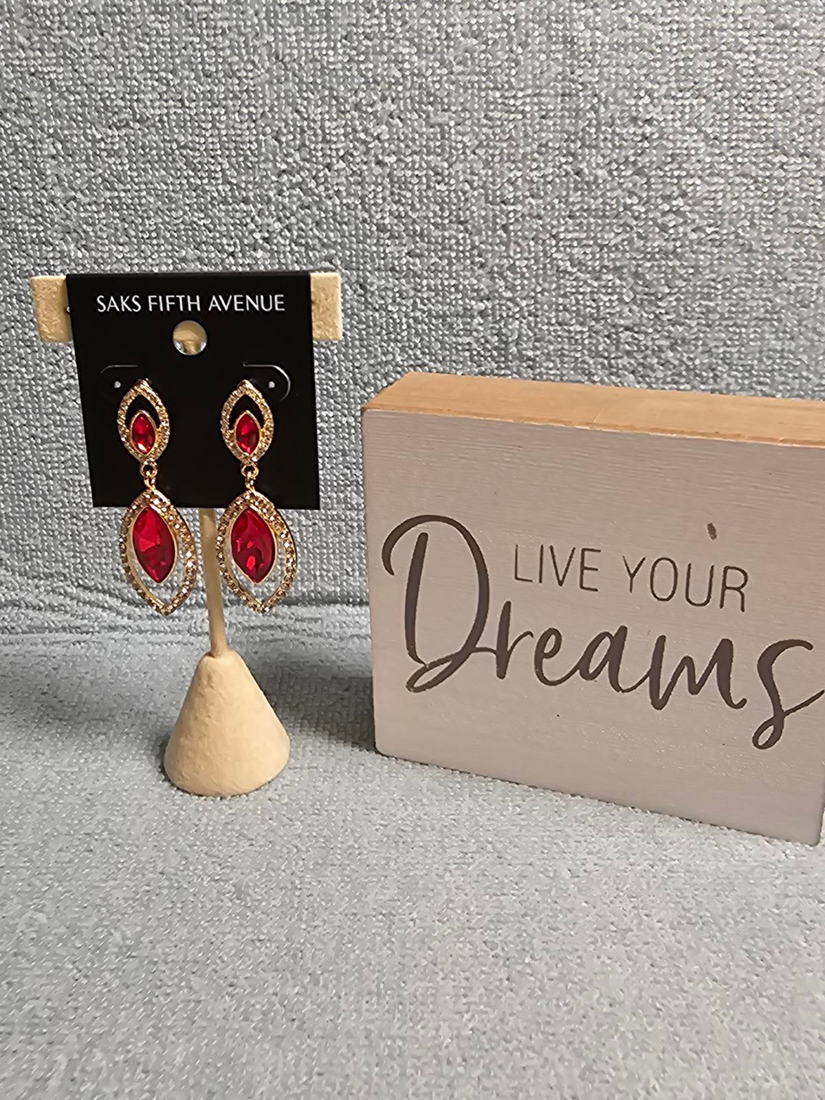 Saks Fifth Avenue Stunning Red Stone Earrings