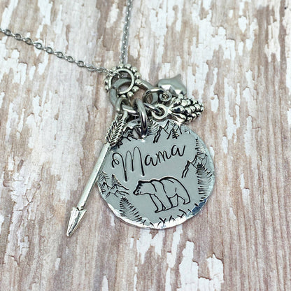 Mama Bear Hand-stamped Necklace