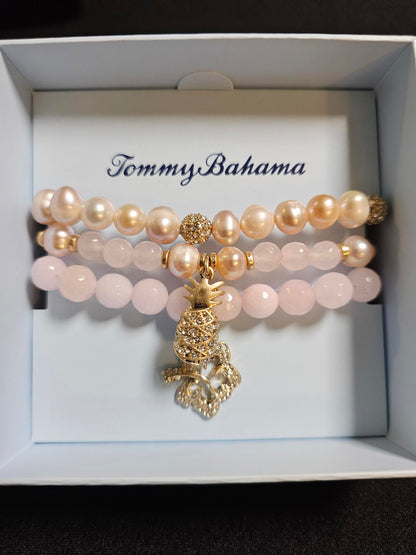 Tommy Bahama Pearl and Gemstone Stretch Bracelet Set