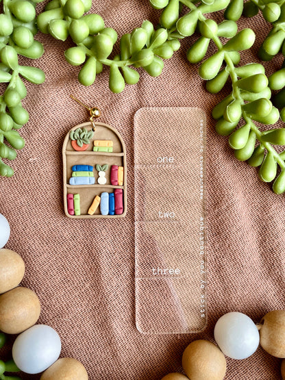Arch bookshelf clay dangle earrings