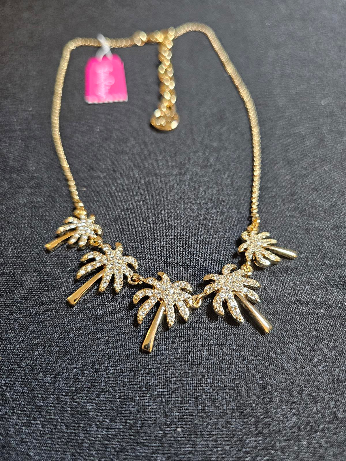 Gold Palm Tree Lilly Pulitzer Necklace with Sparkling Accents