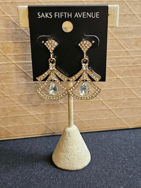 Elegant Crystal Drop Earrings by Saks Fifth Avenue